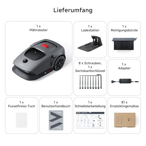 MOVA 600 Kit, Rasenmäher Roboter mit 81x Ersatzmesser,3D-LiDAR kabellose Einrichtung & genaue Kartierung bis 600 m², Smarte Hindernisvermeidung