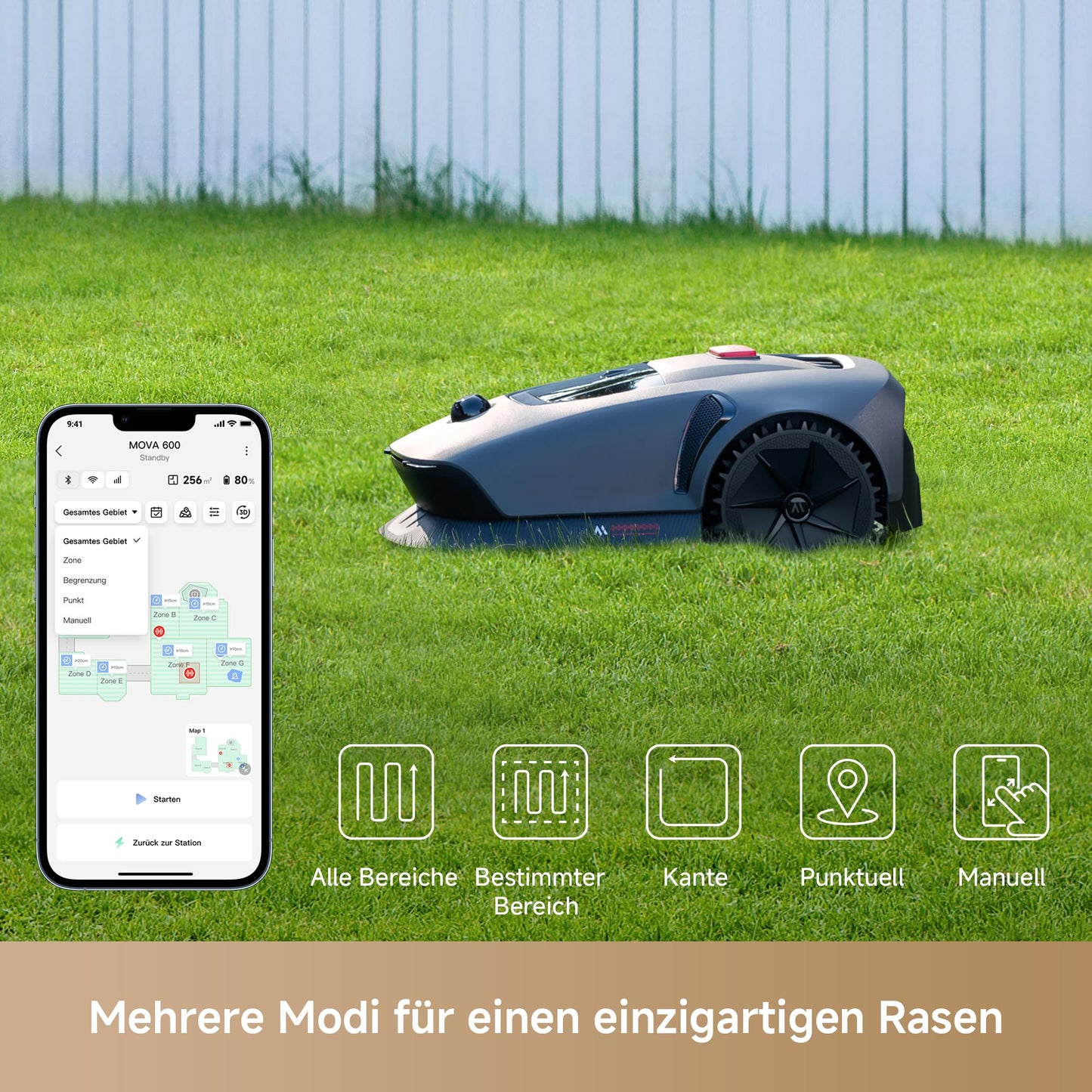 MOVA 600, Rasenmäher Roboter 3D-LiDAR kabellose Einrichtung & genaue Kartierung bis 600 m²