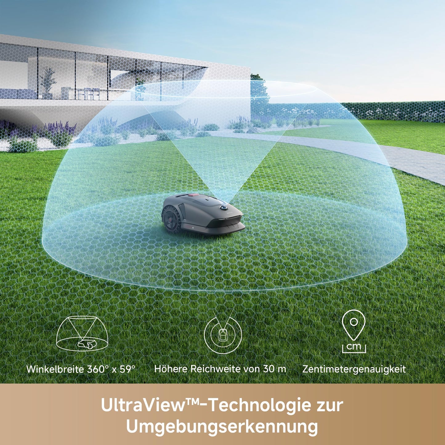MOVA 1000, Dreame Mähroboter 3D-LiDAR kabellose Einrichtung & genaue Kartierung bis 1.000 m², Smarte Hindernisvermeidung, App-Steuerung, Verbesserte Geländeräder, U-förmiges Schneiden, Schnelles Laden