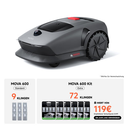 MOVA 600 Kit, Rasenmäher Roboter mit 81x Ersatzmesser,3D-LiDAR kabellose Einrichtung & genaue Kartierung bis 600 m², Smarte Hindernisvermeidung