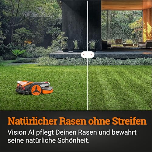 WORX Landroid Vision L1300 Mähroboter WR213E.1 für Gärten bis 1300m², AI Rasenmäher Roboter ohne Begrenzungskabel, aktive Hindernisvermeidung mit KI-Technologie, Igelschutz + WA0825 Vision Garage