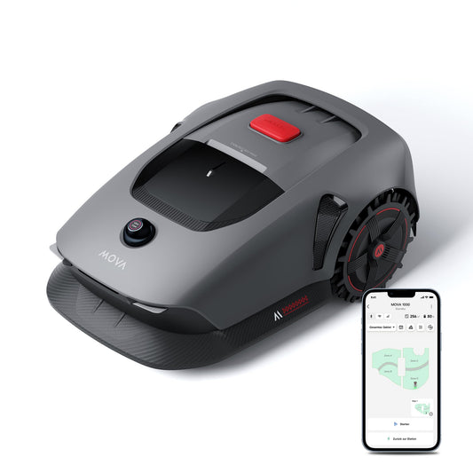 MOVA 1000, Dreame Mähroboter 3D-LiDAR kabellose Einrichtung & genaue Kartierung bis 1.000 m², Smarte Hindernisvermeidung, App-Steuerung, Verbesserte Geländeräder, U-förmiges Schneiden, Schnelles Laden