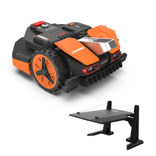 WORX Landroid Vision L1600 Mähroboter WR216E.1 für Gärten bis 1600m², AI Rasenmäher Roboter ohne Begrenzungskabel, aktive Hindernisvermeidung mit KI-Technologie, Igelschutz + WA0825 Vision Garage