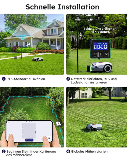 ANTHBOT Genie Mähroboter ohne Begrenzungskabel 3000 m², Full Band RTK + 4-Augen-Vision Roboter-Rasenmäher, 30+ Mehrzonen-Management, KI-Intelligente Hindernisvermeidung & Rasenpflege - Genie 3000
