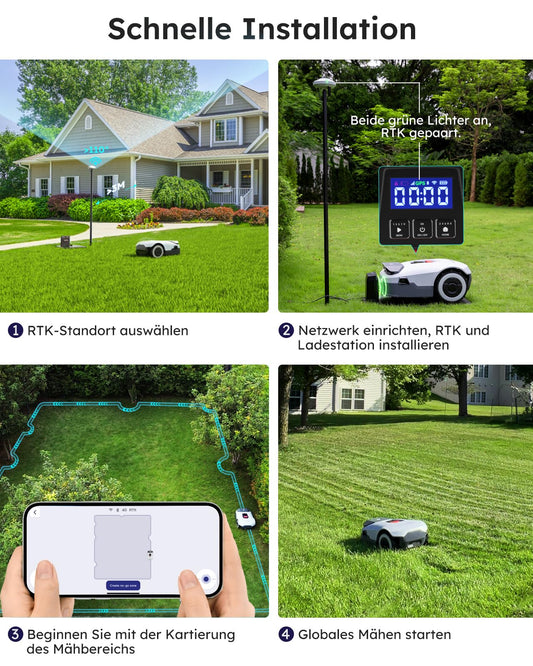 ANTHBOT Genie Mähroboter ohne Begrenzungskabel 3000 m², Full Band RTK + 4-Augen-Vision Roboter-Rasenmäher, 30+ Mehrzonen-Management, KI-Intelligente Hindernisvermeidung & Rasenpflege - Genie 3000
