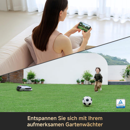 DREAME Mähroboter A2 und Garage, Auto Begrenzungseinrichtung, 3000 m²,Dual Fusion Kartierung, OmniSense 2.0 Hindernisvermeidung, EdgeMaste Schneidsystem, Leiser Nabenmotor, Steigung bis 26,5°