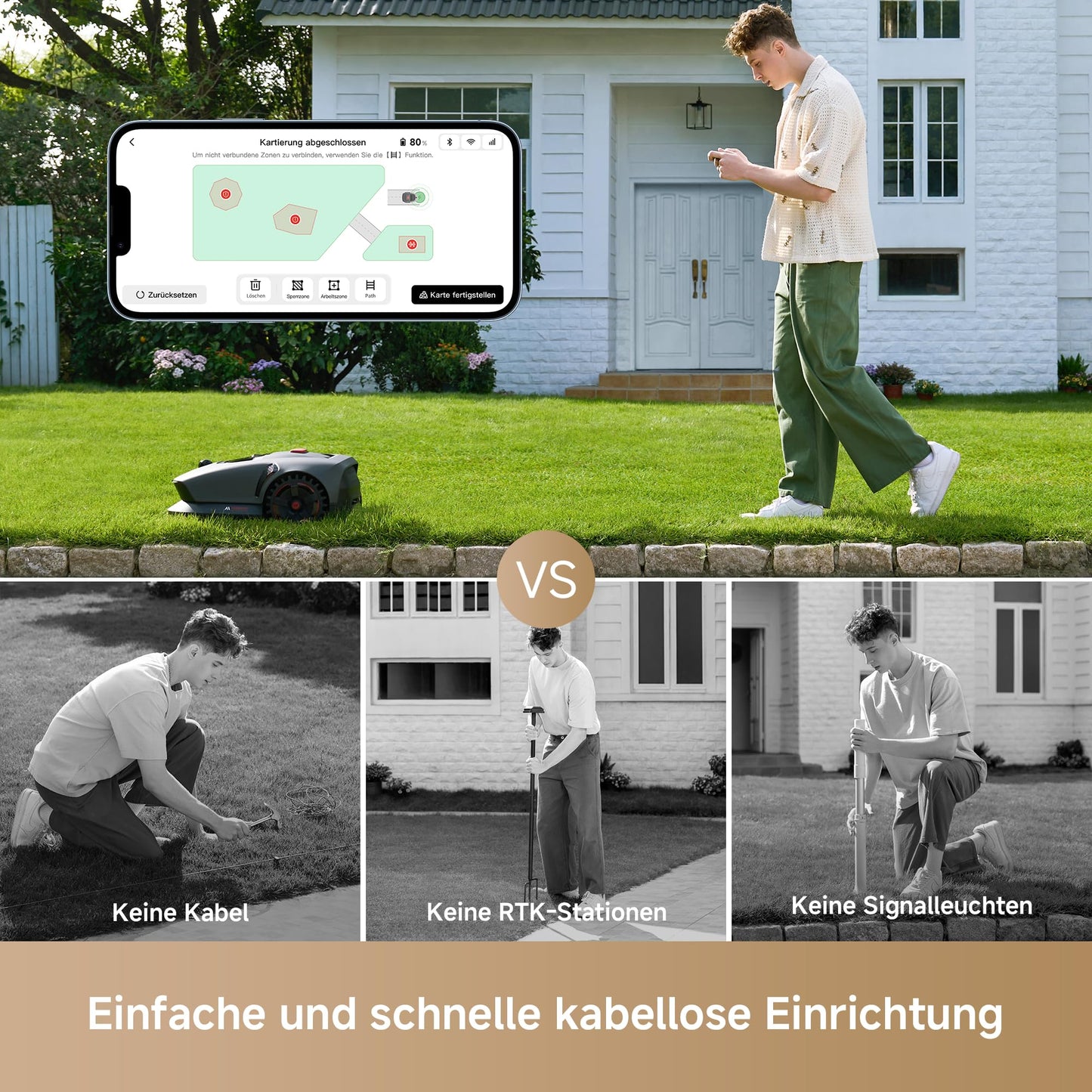 MOVA 1000, Dreame Mähroboter 3D-LiDAR kabellose Einrichtung & genaue Kartierung bis 1.000 m², Smarte Hindernisvermeidung, App-Steuerung, Verbesserte Geländeräder, U-förmiges Schneiden, Schnelles Laden
